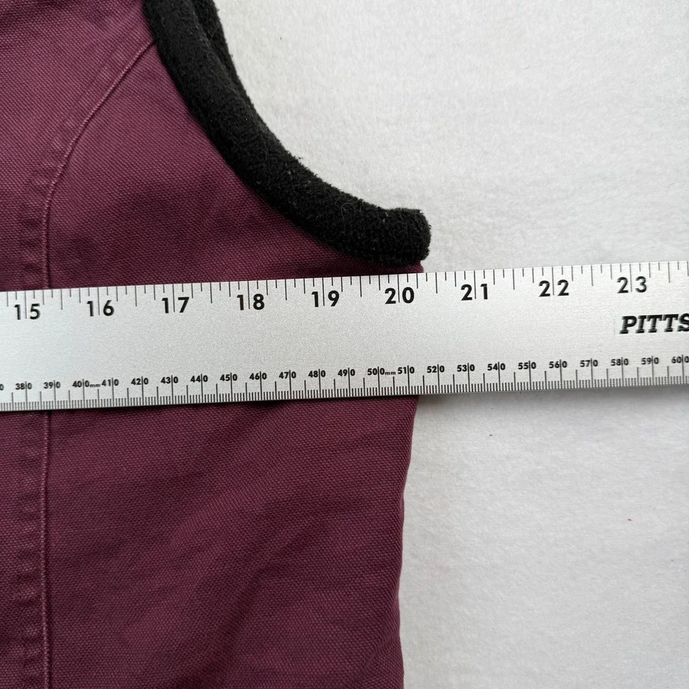 LL Bean Womens Small Burgundy Canvas Fleece Lined Vest Southwestern‎ Trim 0DF53